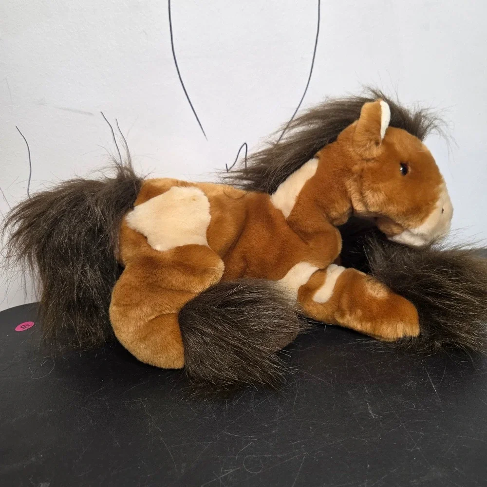 Animal Alley Toys R Us‎ Pinto Horse Pony Plush Brown White Shaggy Fur 15 Inch